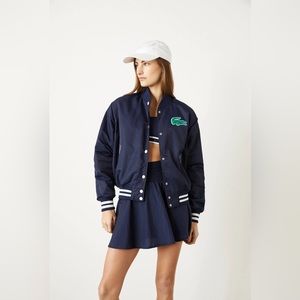 Lacoste Women’s Heritage Oversized Crocodile Light Buttoned Bomber Jacket - 34